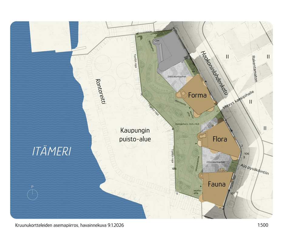 Kruunukortteleiden asemapiirros, havainnekuva 9.1.2026