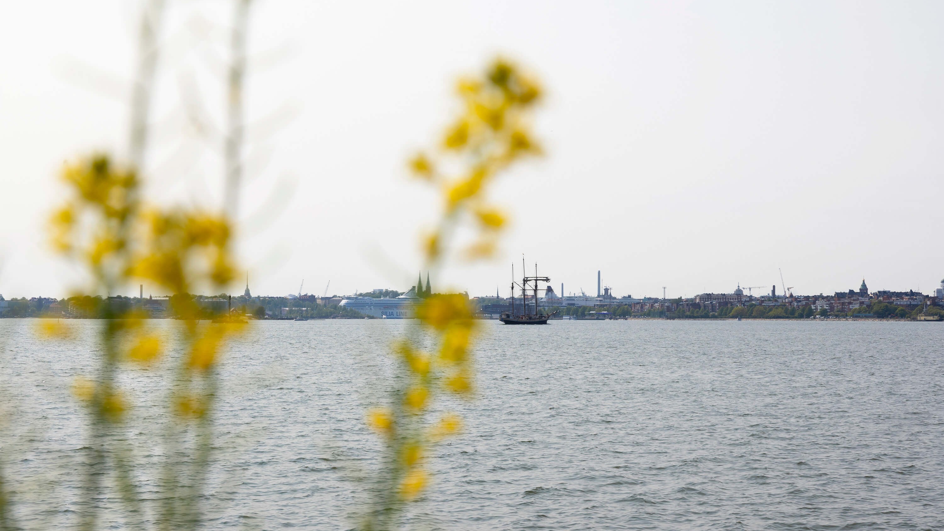 View to Helsinki City center from the beach