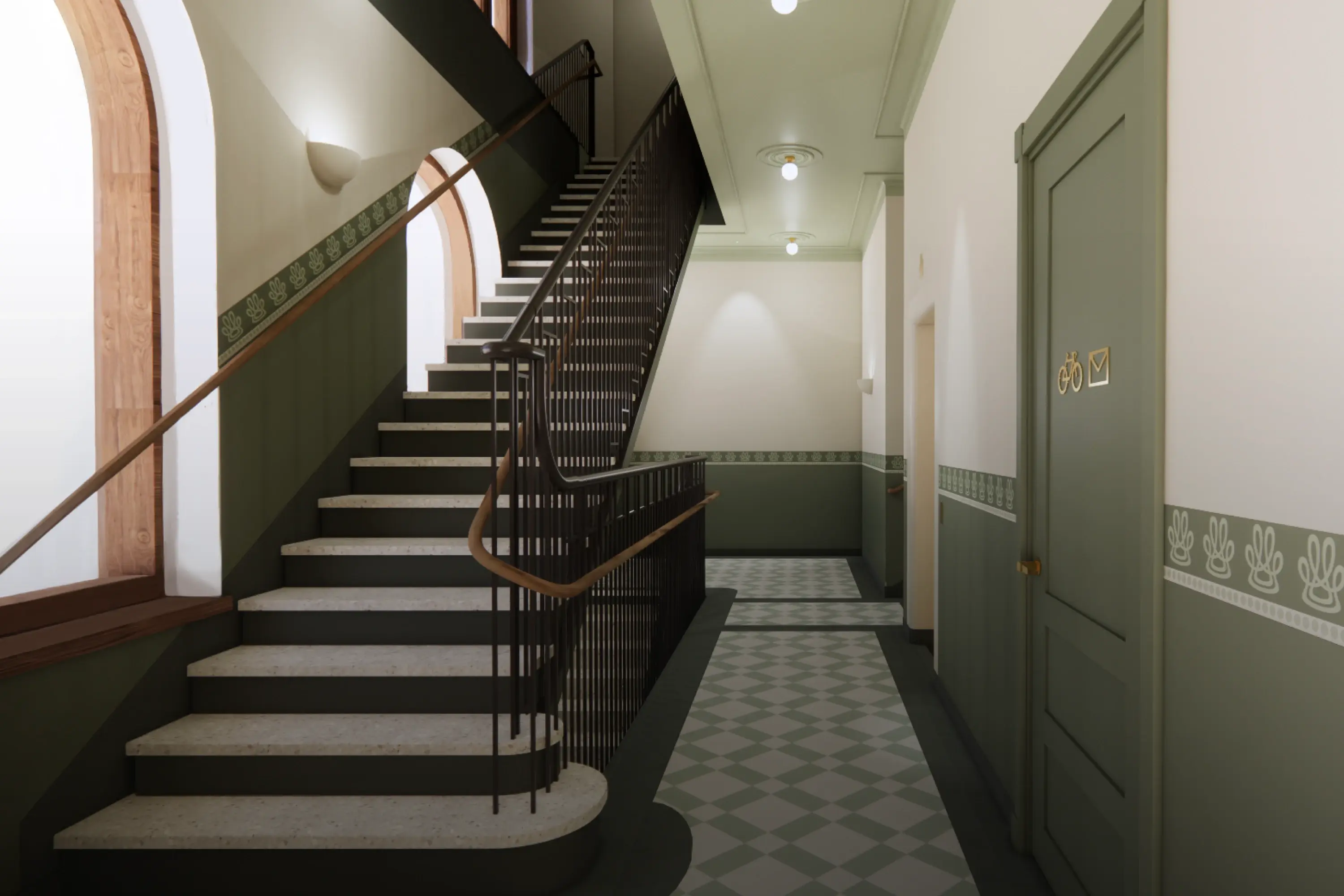 havainnekuva koirasaaren kruunukortteleiden käytävistä